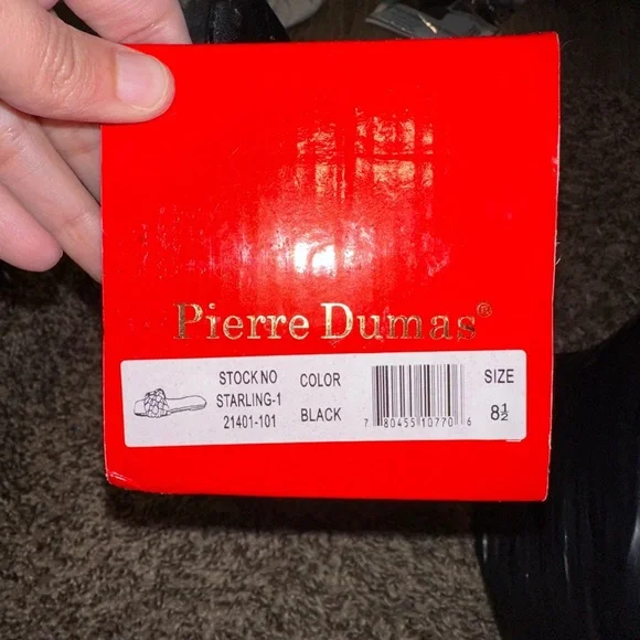 Pierre Dumas Black Woven Slide Sandals - Picture 2 of 2